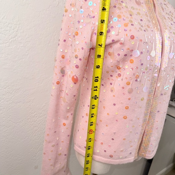 VINTAGE Keita Maruyama Sequin Beaded Angora Wool Cardigan Pink Lined Y2K Japan - Picture 11 of 12